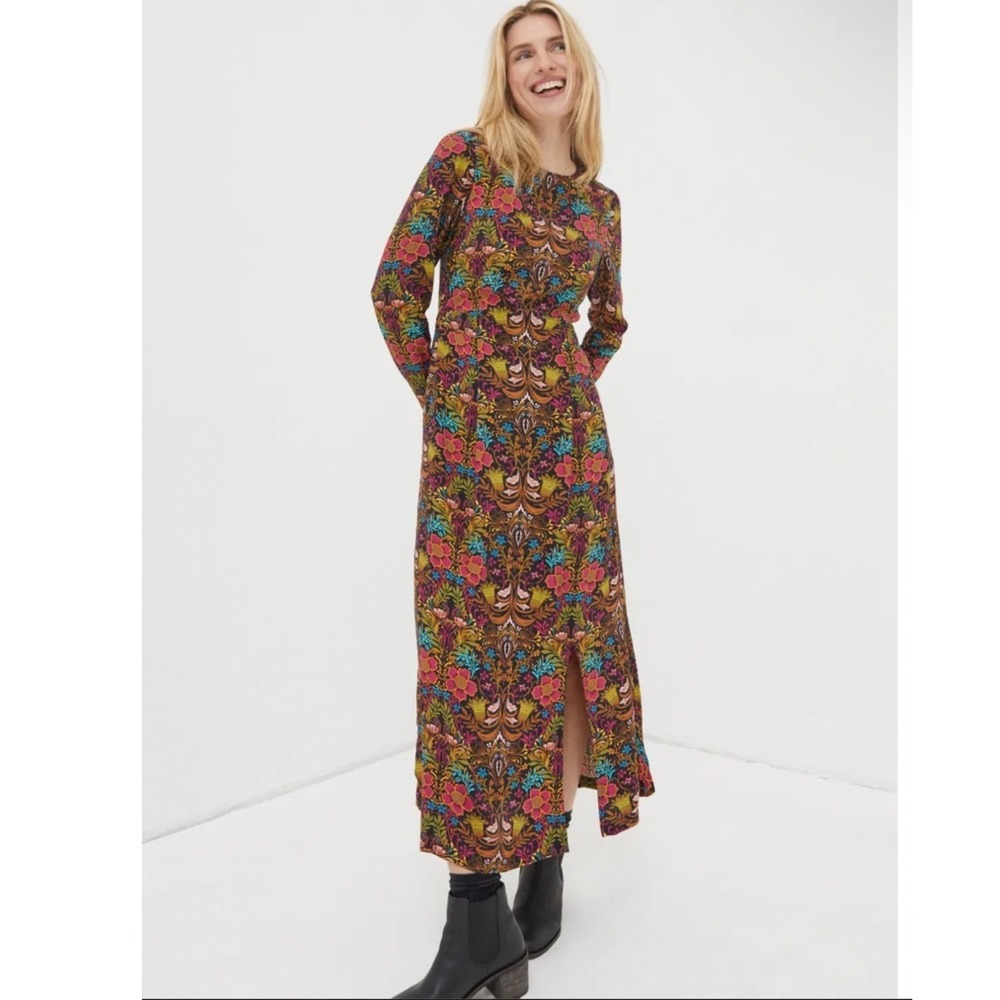 FatFace Haldon Art Floral Midi Dress Long Sleeve Size 8‎ Elevated Boho